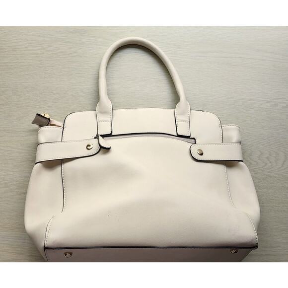 PURSE-CHRISTIAN LACROIX-Cream/Beige-Handles-Large-Faux Leather-Tote-Zippers - Picture 2 of 16